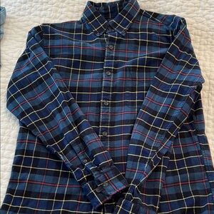 Lands' End Navy and Red Plaid Button Down Shirt